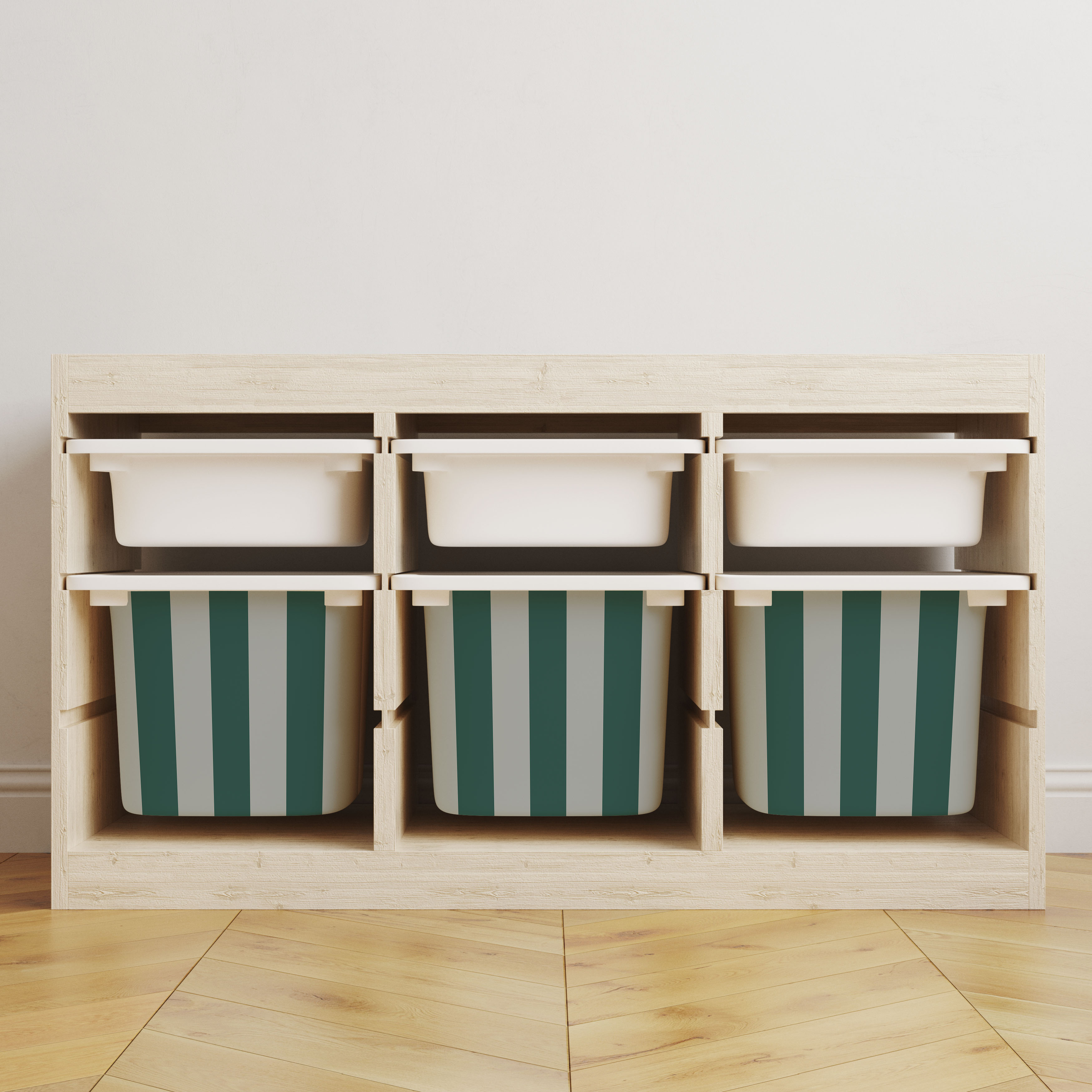 Självhäftande klistermärken – Trofast Box Decals / Välj storlek / Stripes gray-dark green