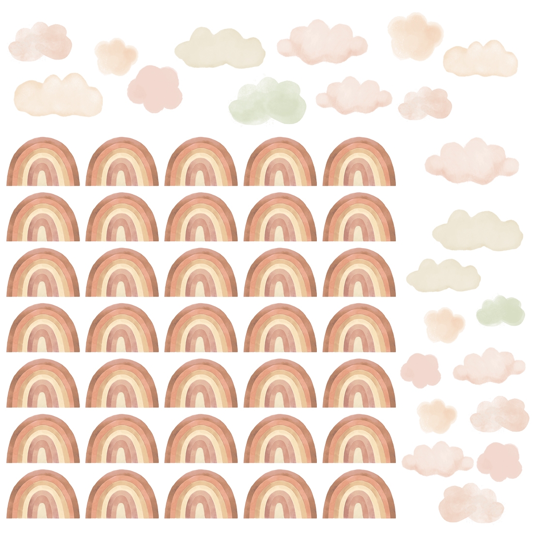 Väggdekal - Mini Regnbågar / Beige