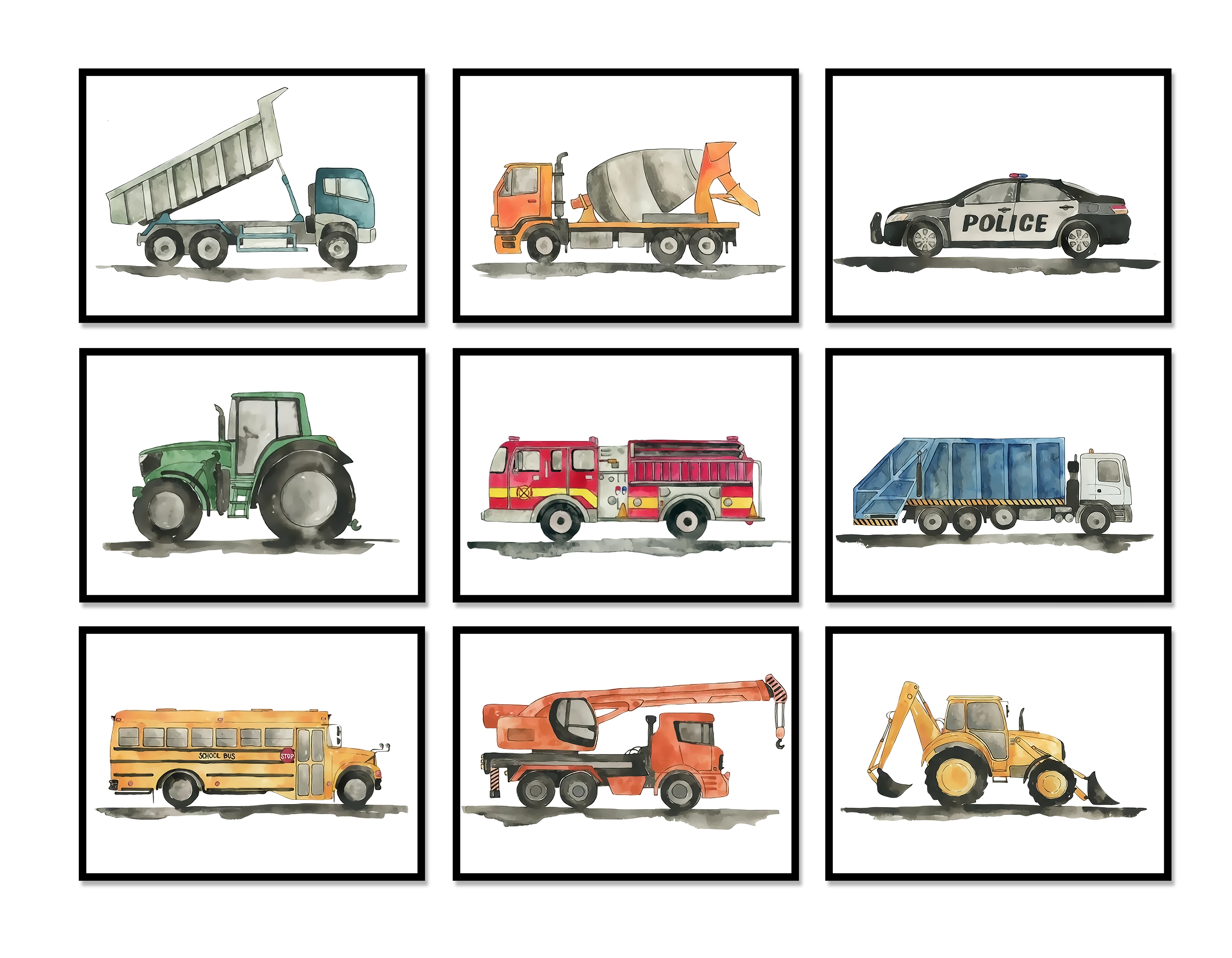 Posters - Fordon / Set med 9
