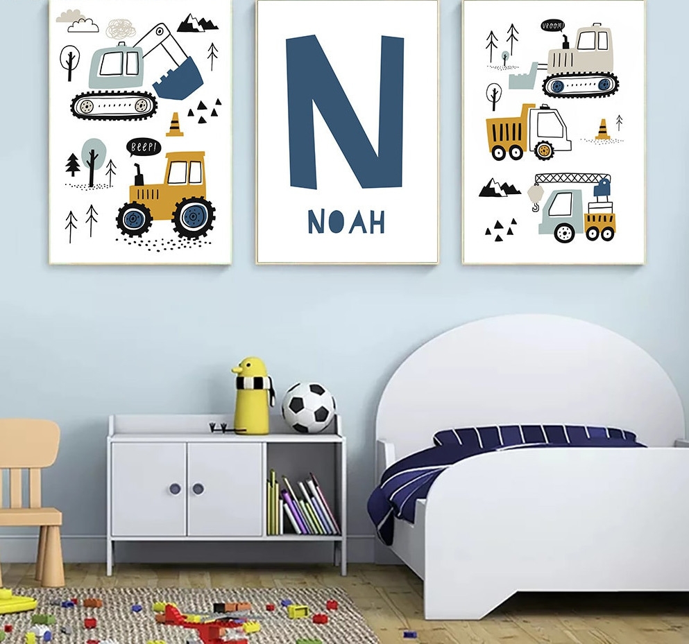 Poster - Byggfordon/ Anpassa / Set med 3