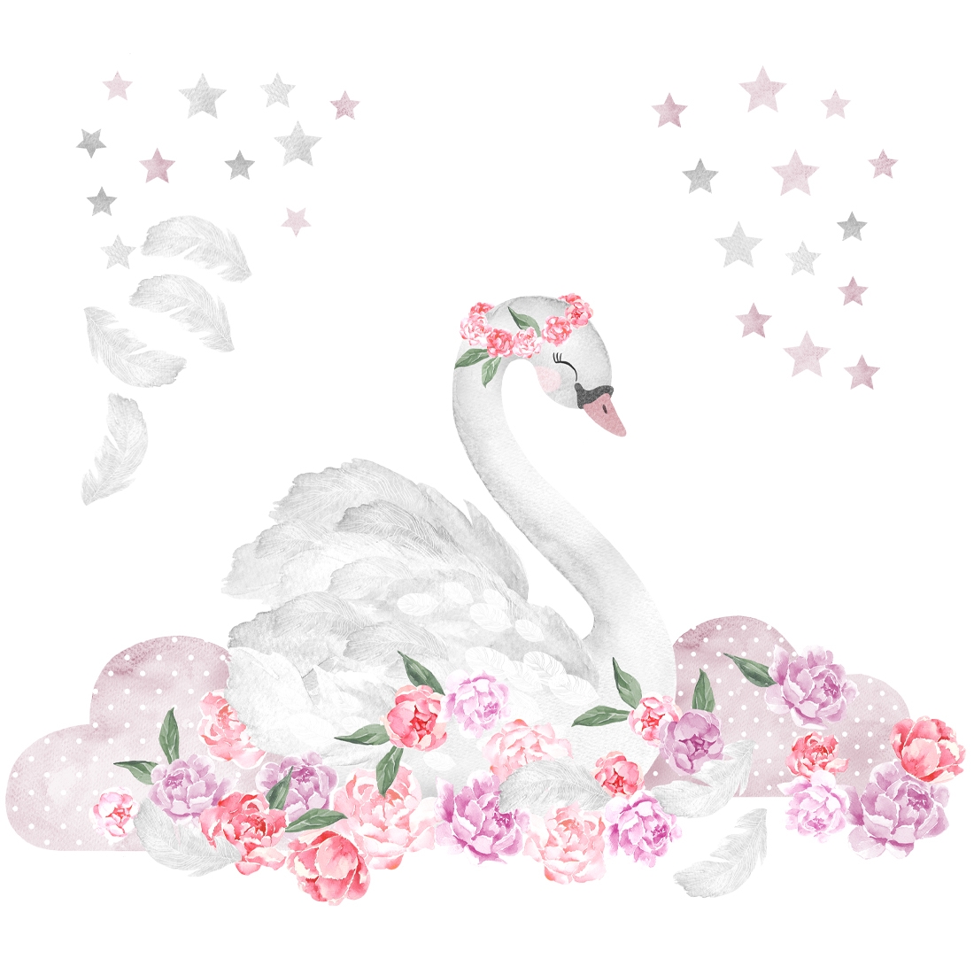 Väggdekal - Svanen / Rosa
