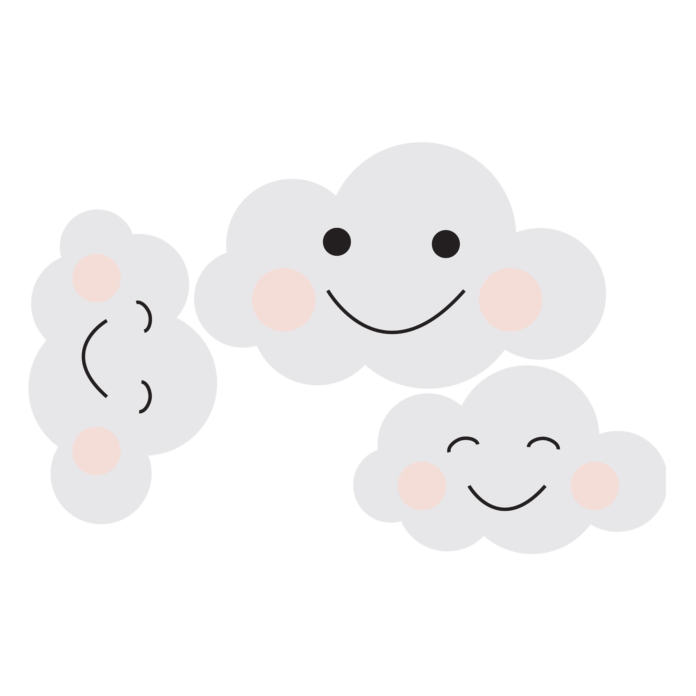 Väggdekal - Smily moln Set