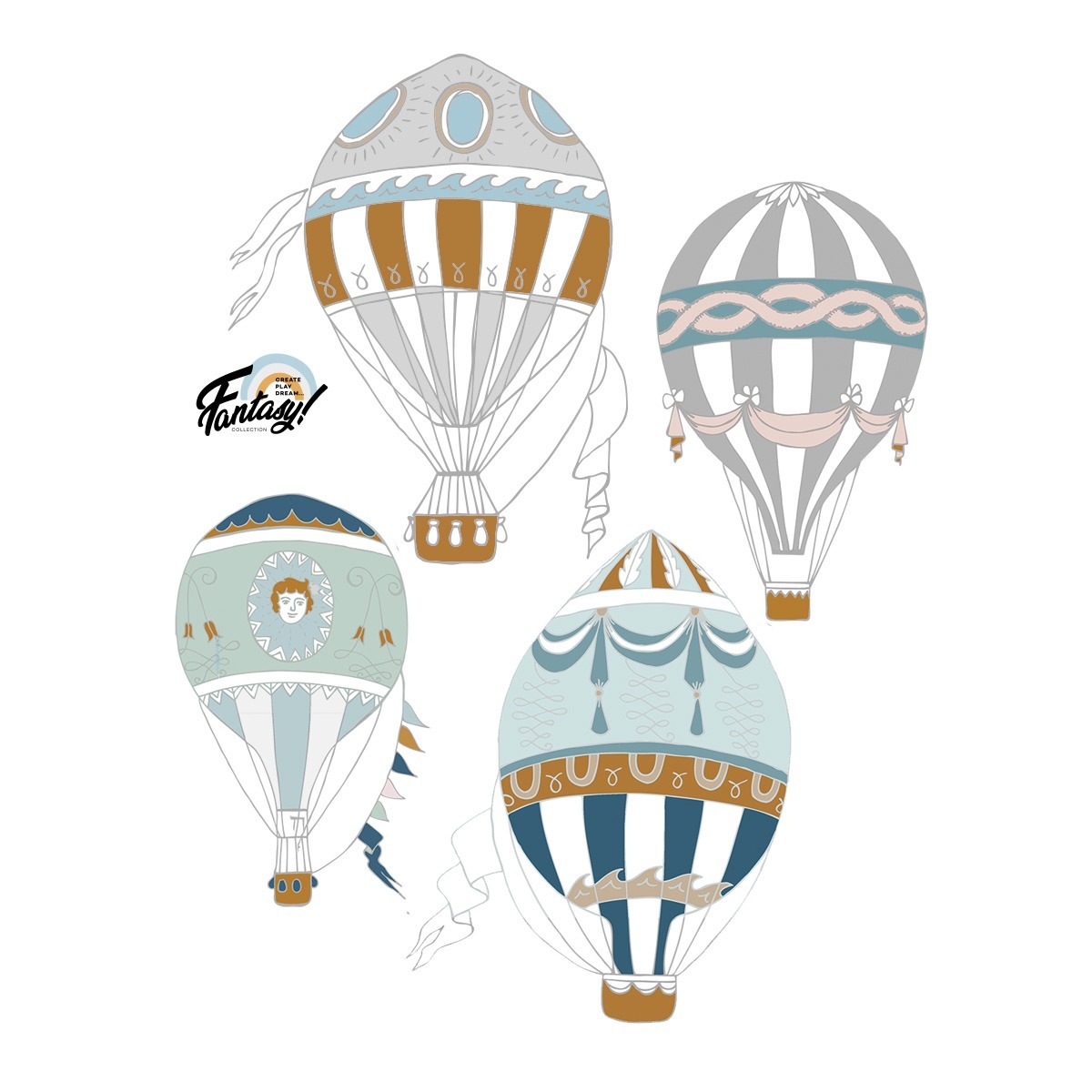 Väggdekal - 4 Ballonger Fantasy Set