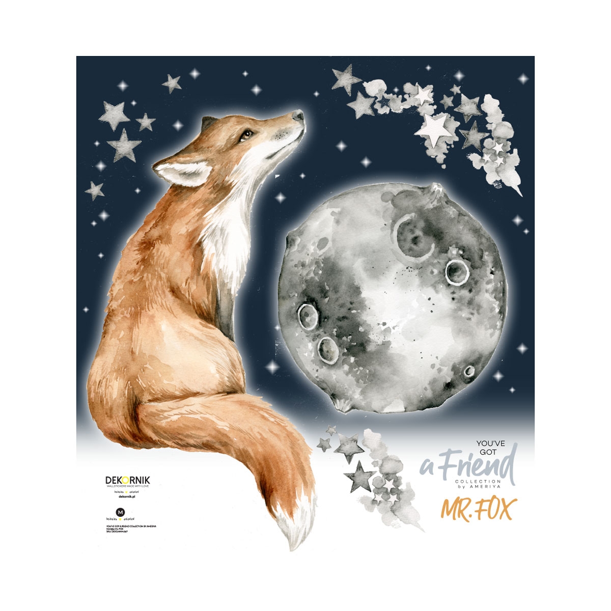 Väggdekal - Mr Fox God natt