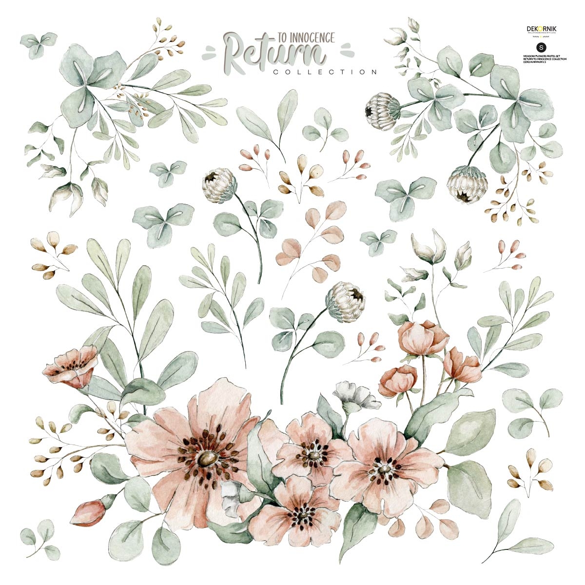 Väggdekal - Ängsblommor Pastell