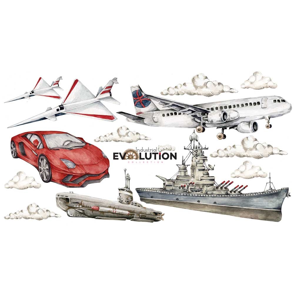 Väggdekal - Modern uppsättning / industriell evolution