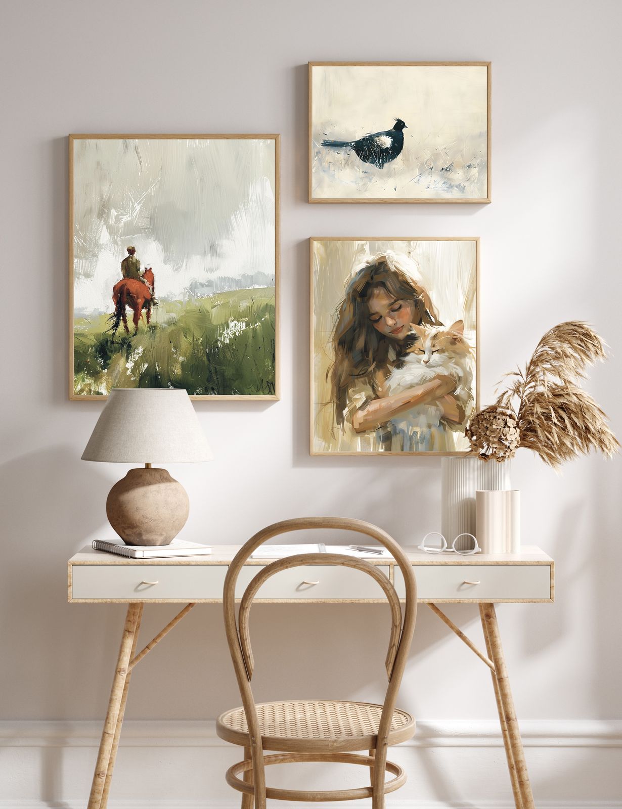 Poster - Flicka och Naturkonst / Set med 3