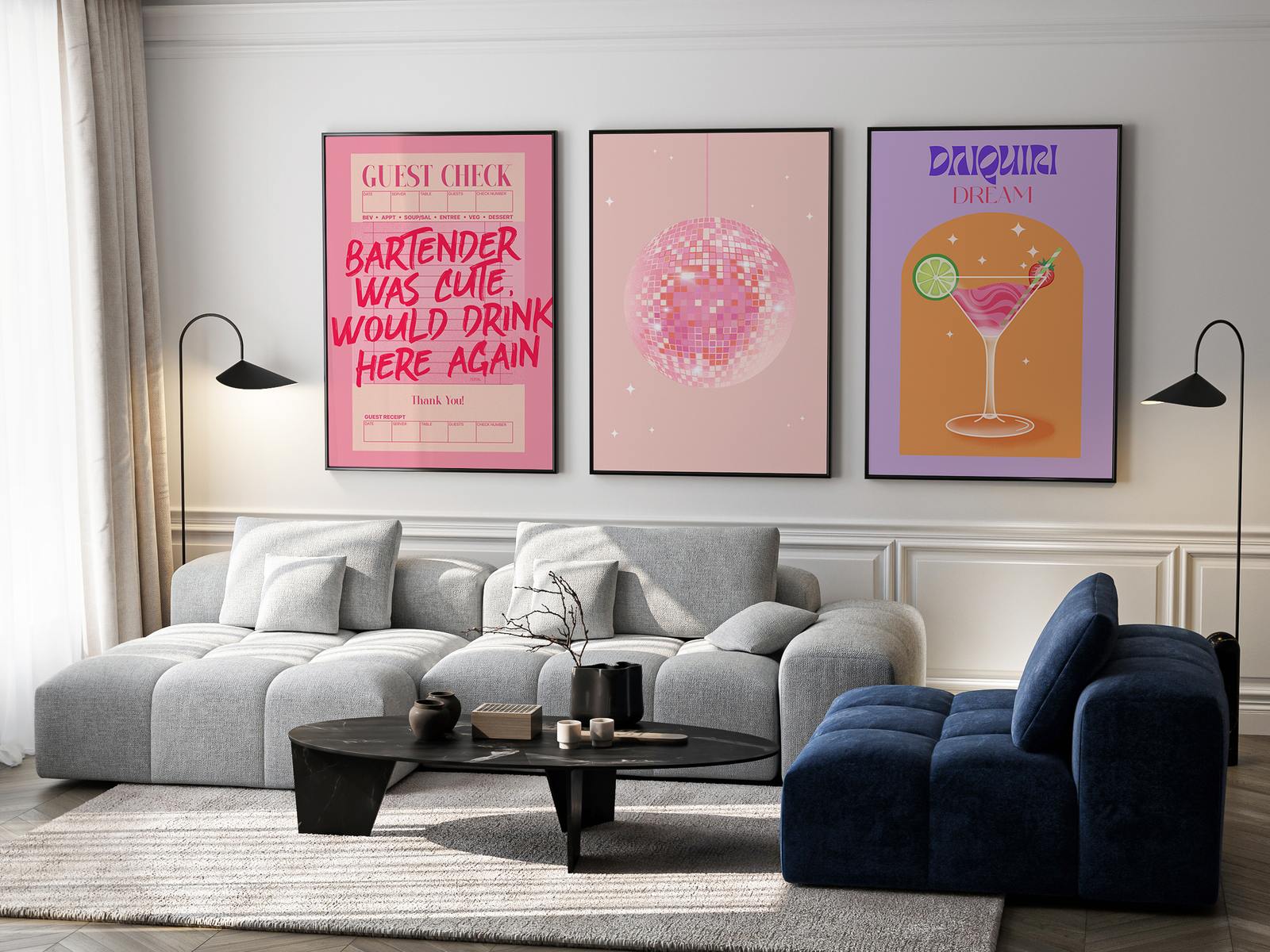 Poster - Art Deco Cocktail / Set med 3
