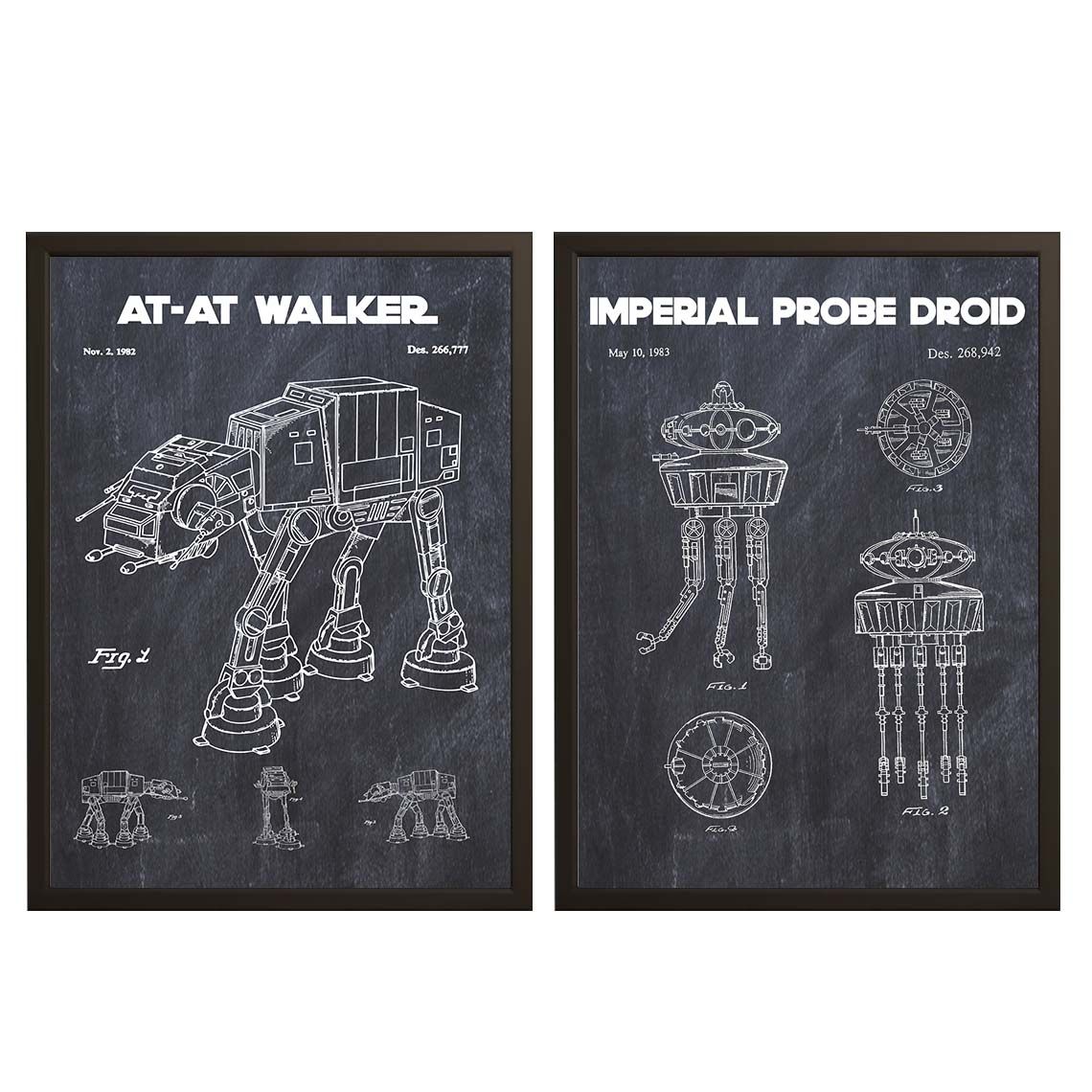 Patentritningsposter - AT-AT & Probe Droid / Set med 2