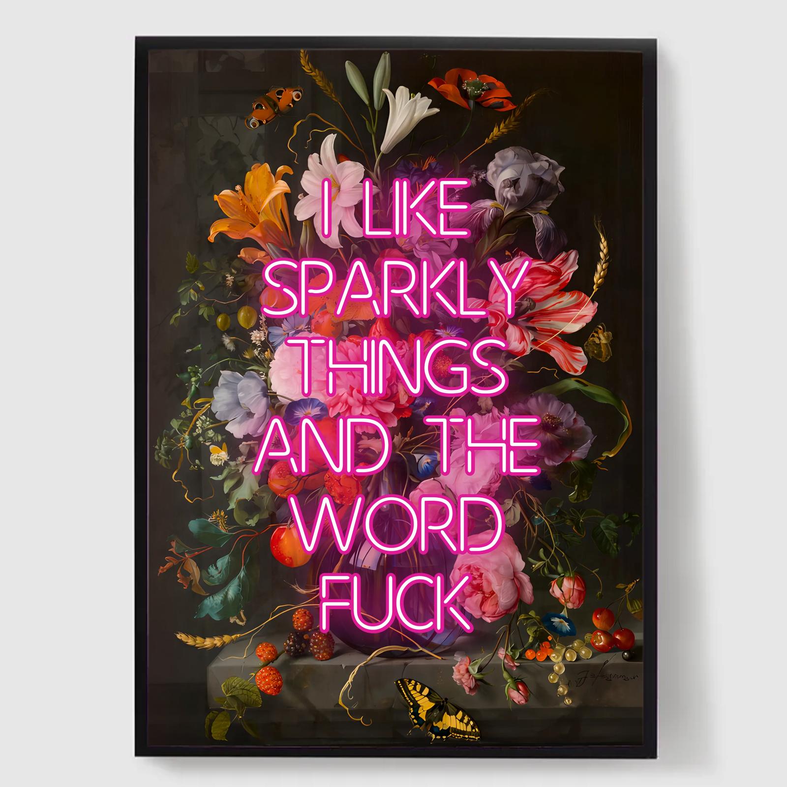 Personlig Poster - Anpassad Neon Text på Blommor