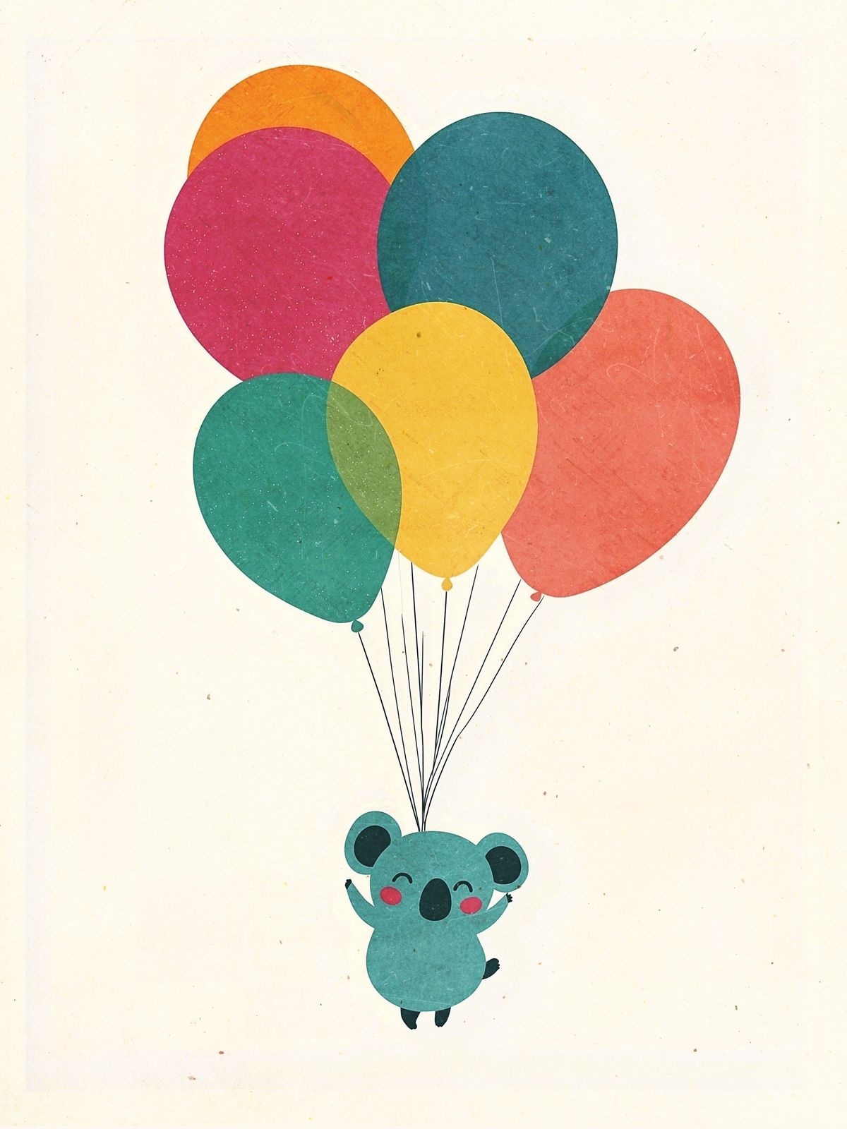 Poster - Koala med ballonger