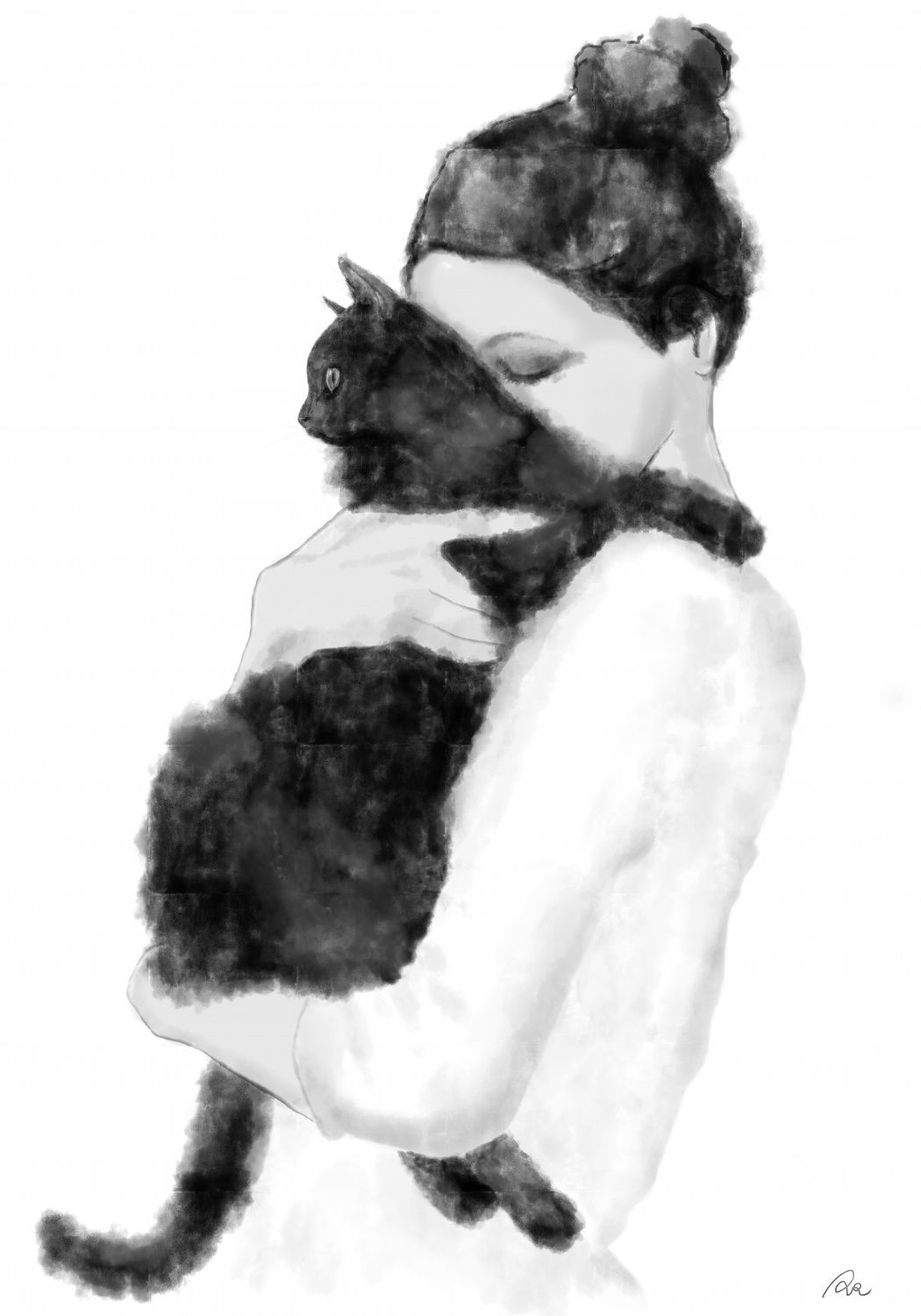 Poster - Kvinna med Katt