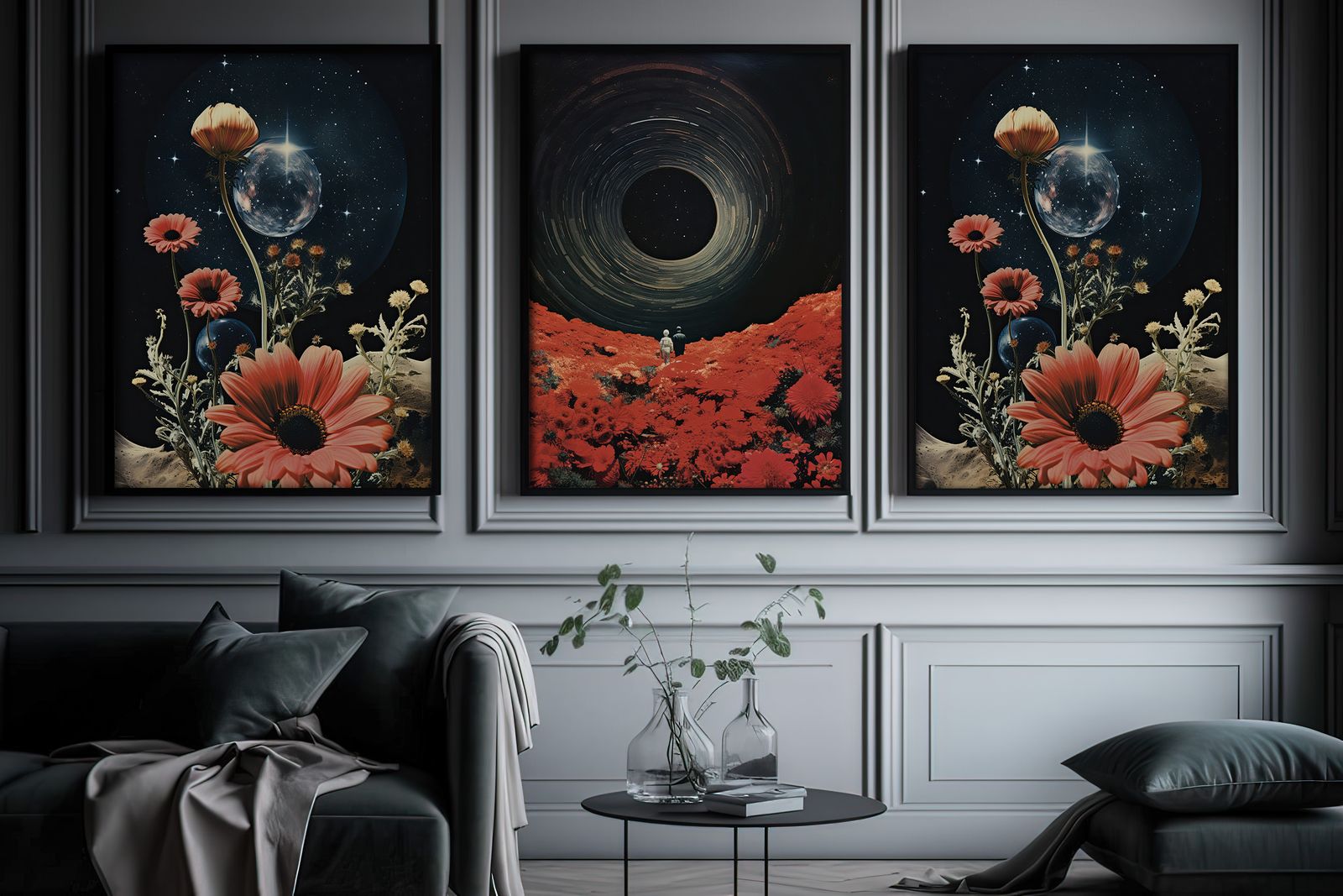 Poster - Kosmisk Blomsterresa / Set av 3