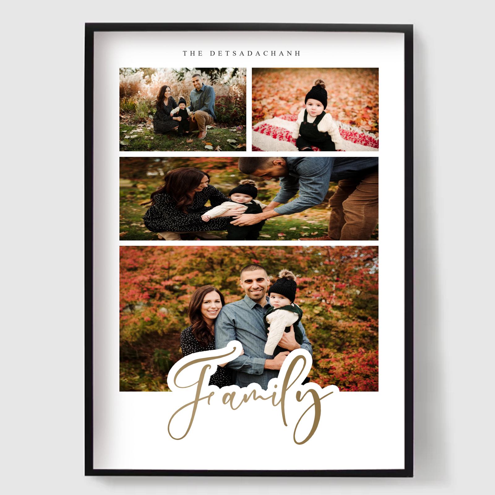 Personlig Poster - Familj Horisontell Kollage - 4 Foton