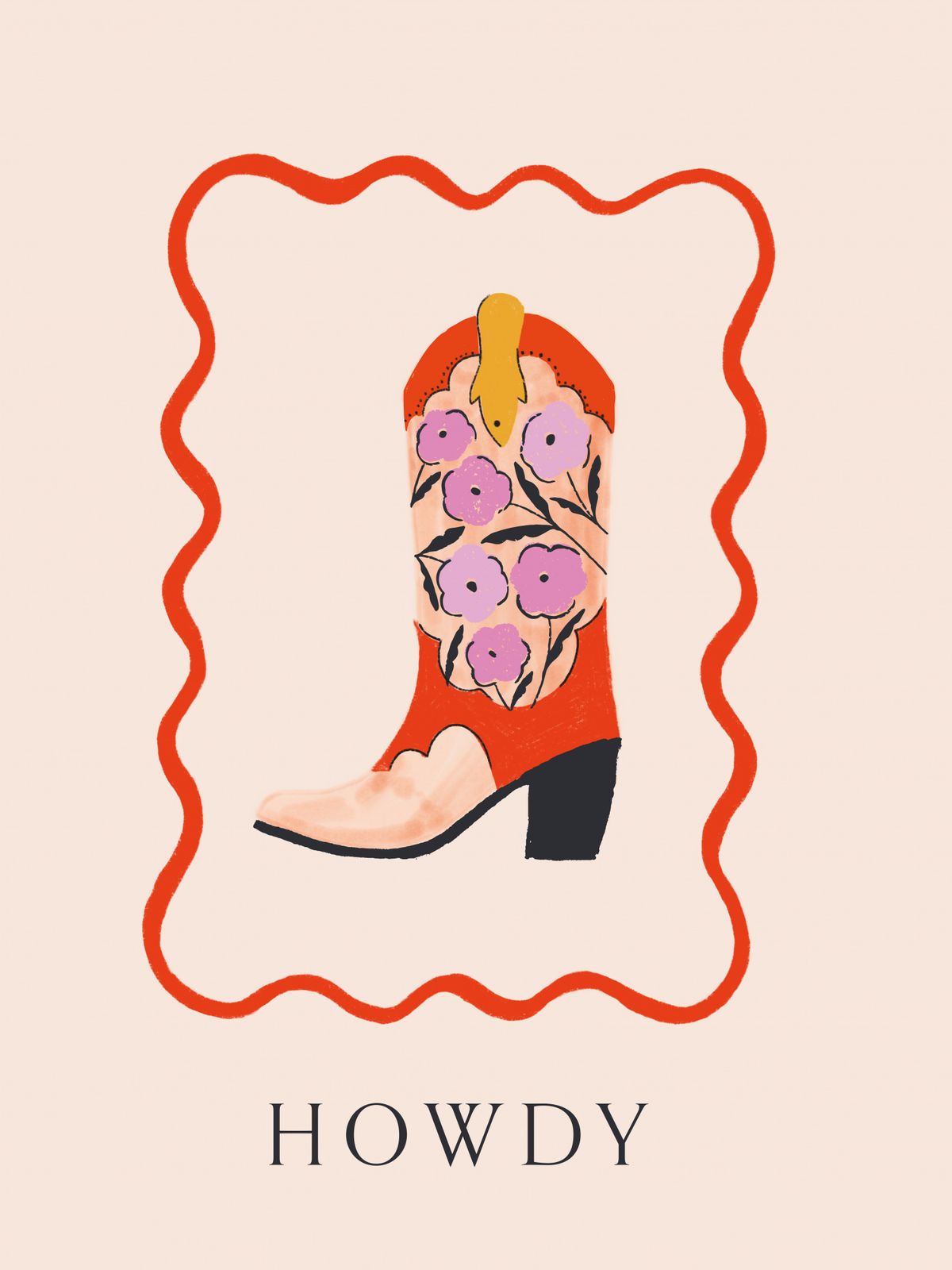 Poster - Blommande Cowboy Boot