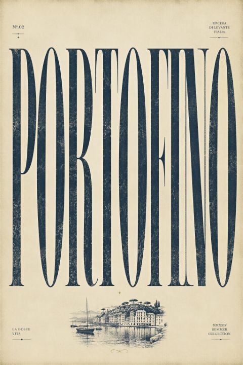 Affisch - Portofino Illustration