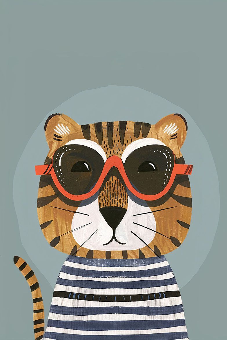 Poster - Tiger med glasögon