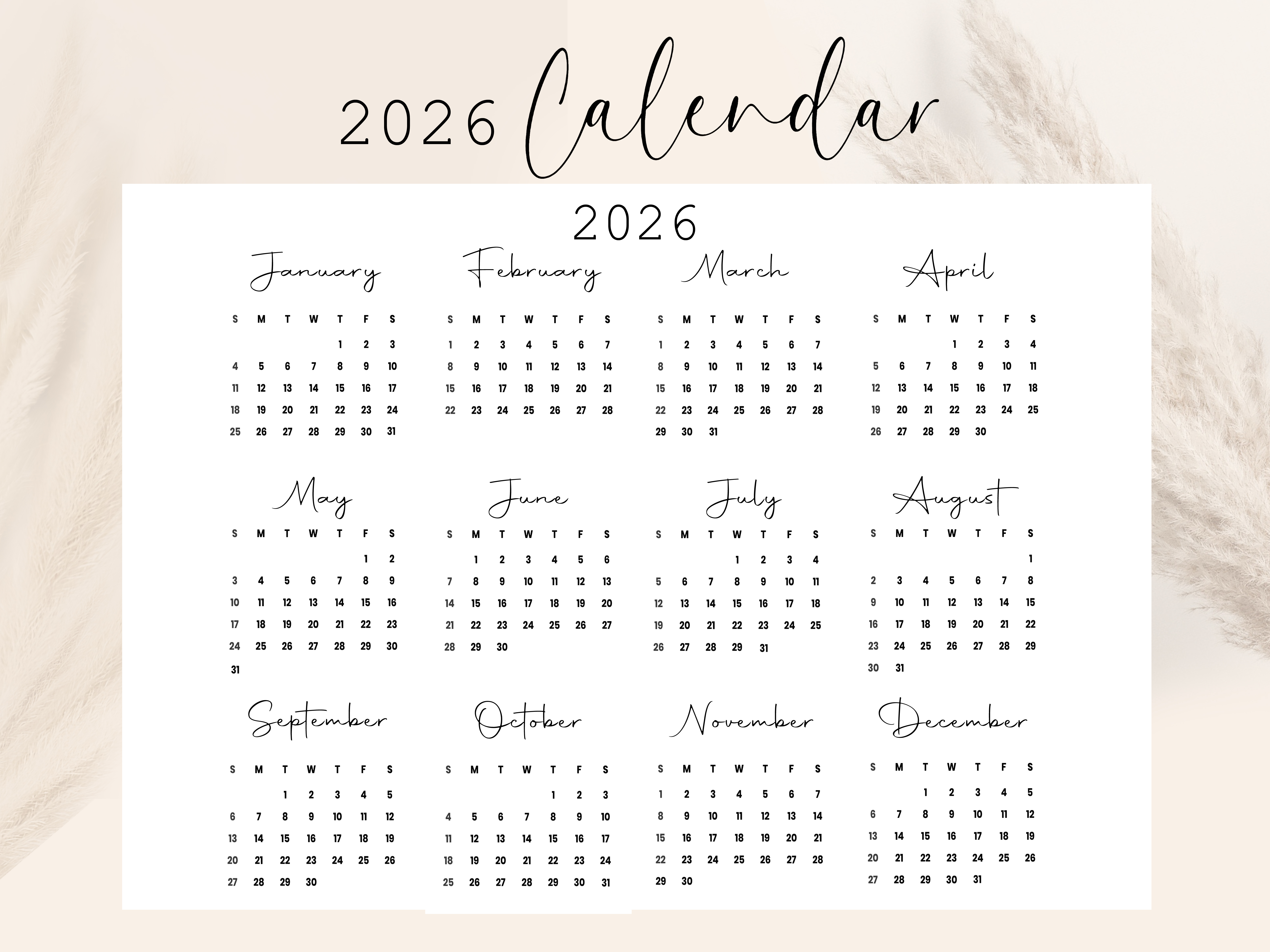 Poster - 2026 kalender