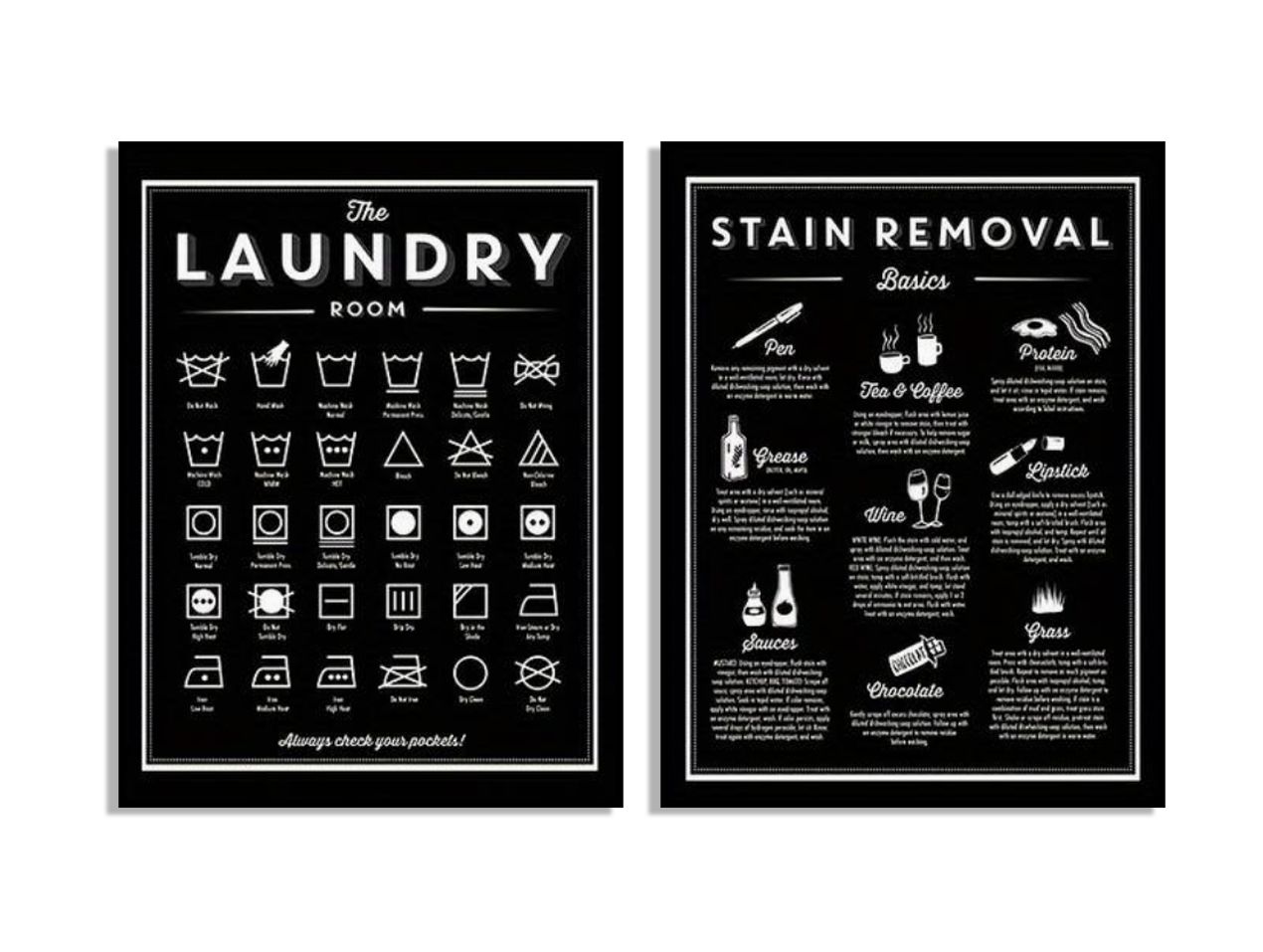 Tvättstuga och Fläckborttagning Poster - Set of 2