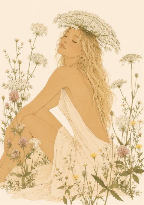 Poster - Lugna Blomsterdamen
