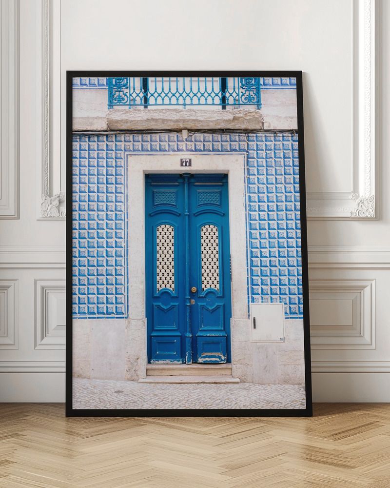 Poster - Blå dörr i Lissabon