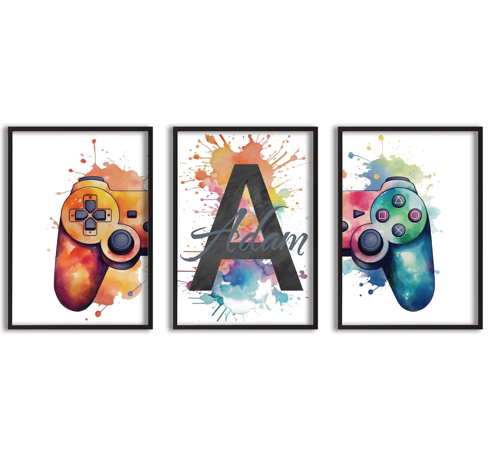 Personlig Poster - Playstation Namnposter - Set om 3