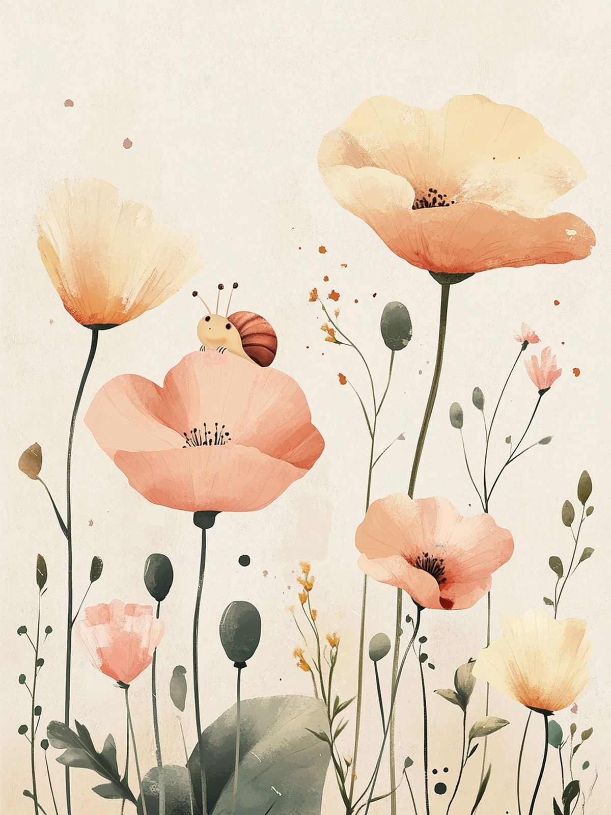 Poster - Blomstersnigelillustration