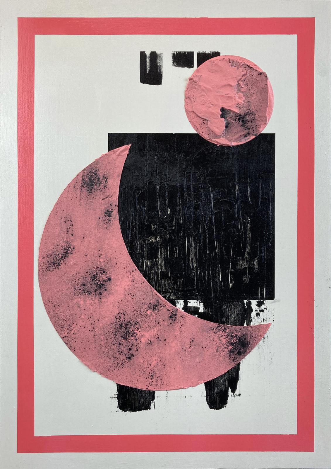 Poster - Abstrakt Rosa Måne