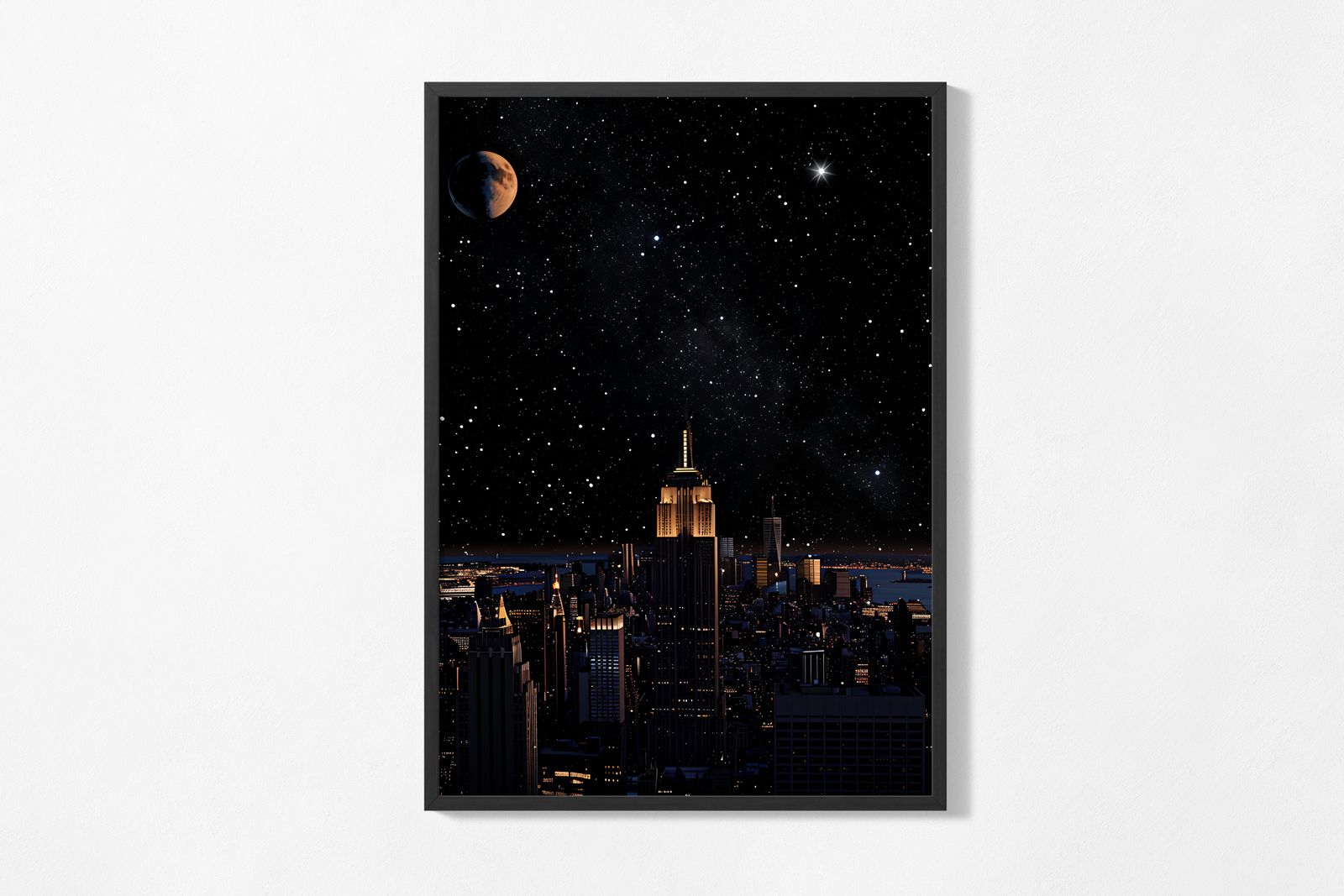 Poster - New York Skyline på natten