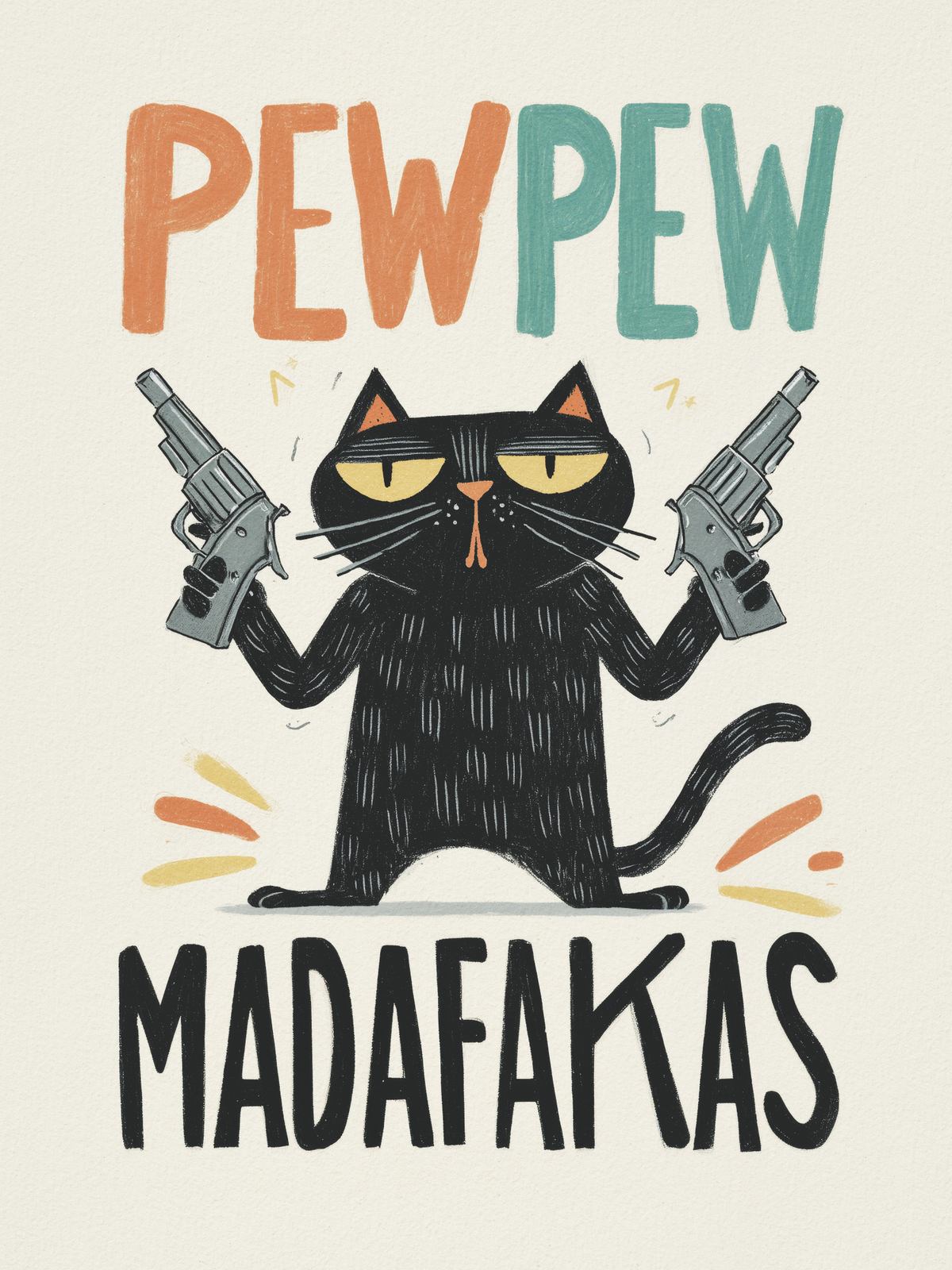 Poster - Katt med pistoler