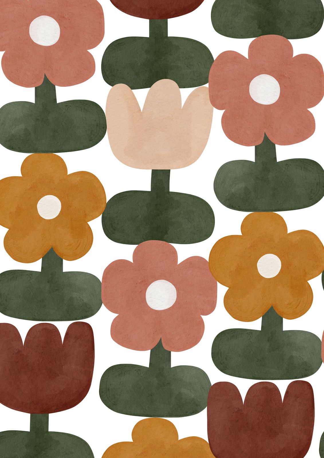 Affisch - Blommig Retrodesign