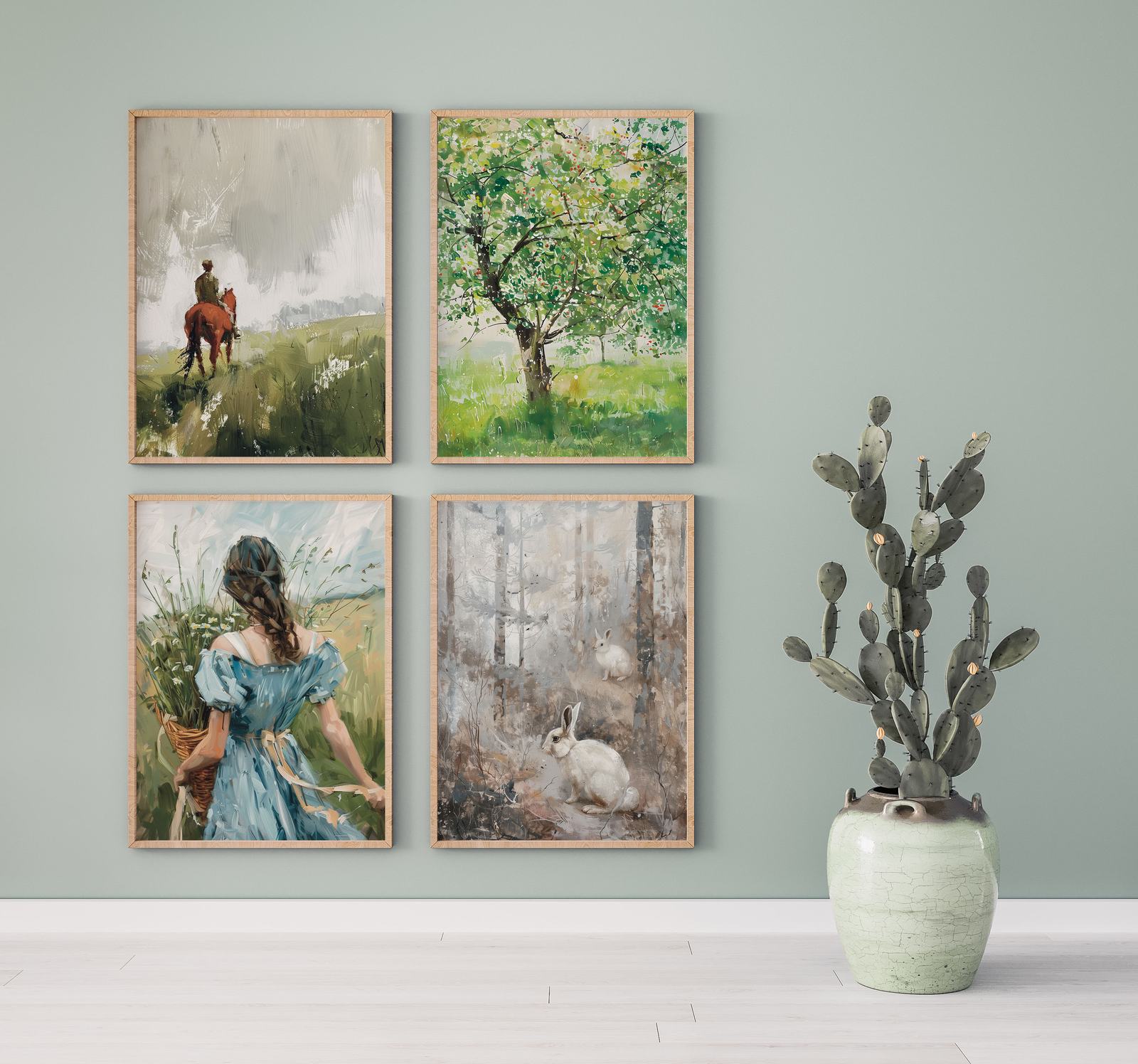 Poster - Natur och Pastorala Konstverk / Set av 4