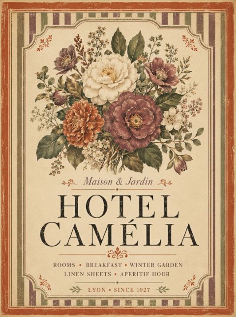 Poster - Hotel Camélia Vintage Blomster