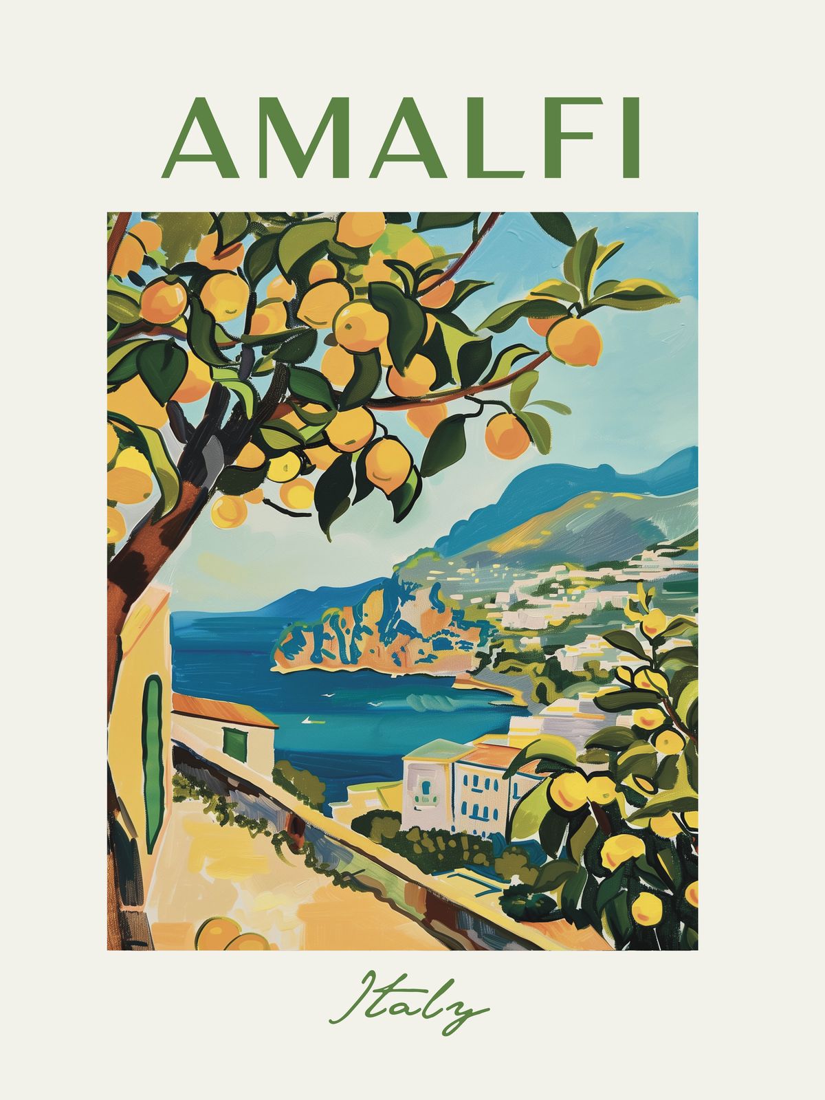 Poster - Amalfi Kust Citron Utsikt