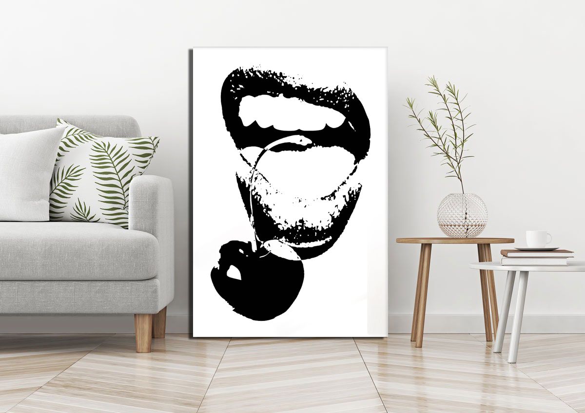 Svartvit Körsbärsläppar Poster
