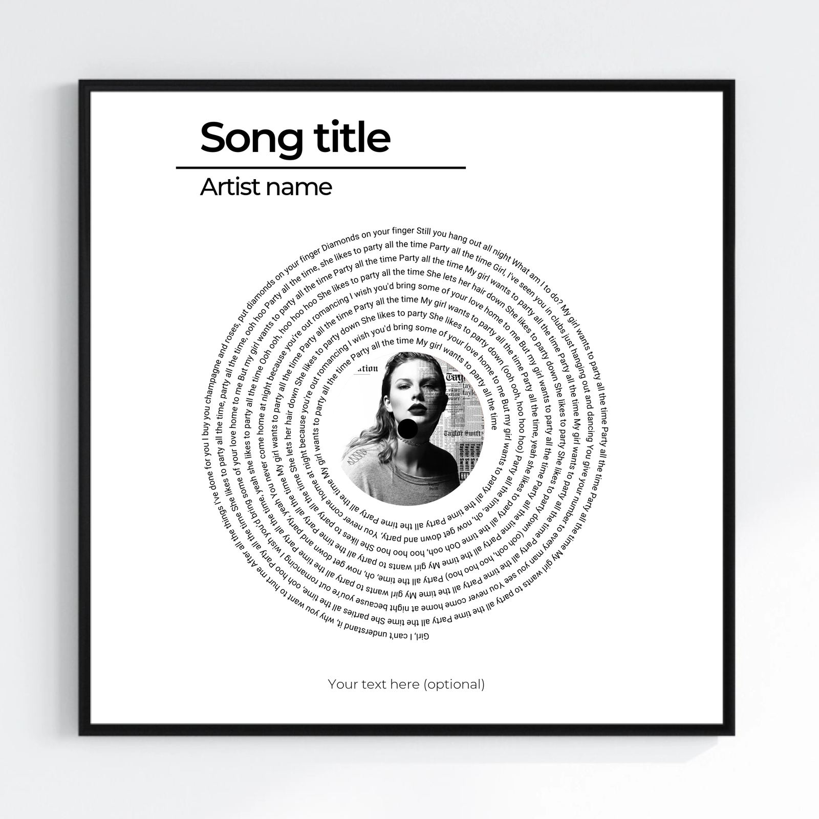 Personlig Poster - Kvadratisk Sångtext Cirkel