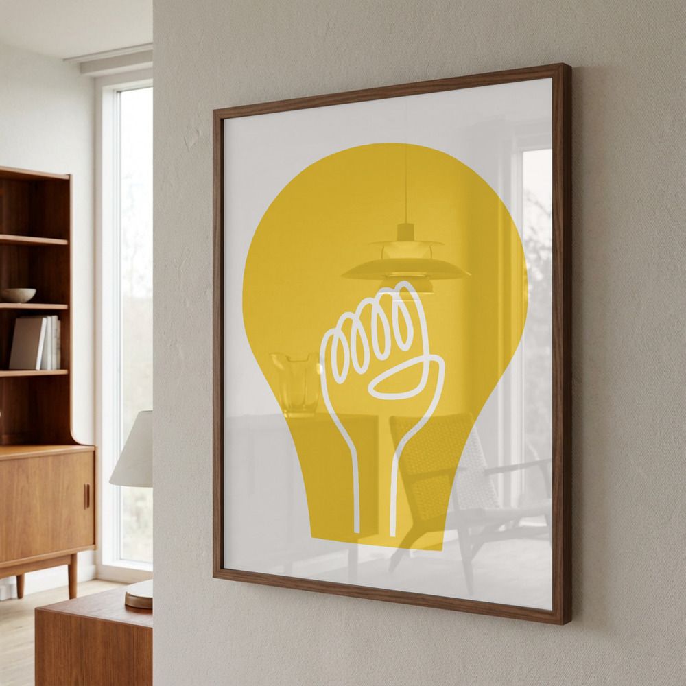 Poster - Gul Glödlampa Näve