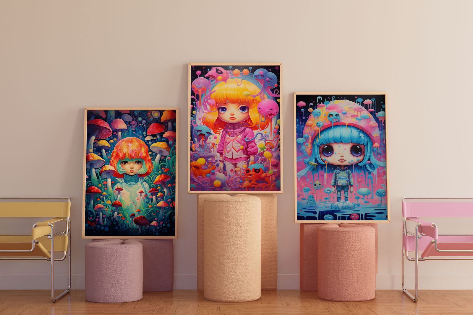 Poster - Surrealistiskt Fantasiporträtt / Set om 3