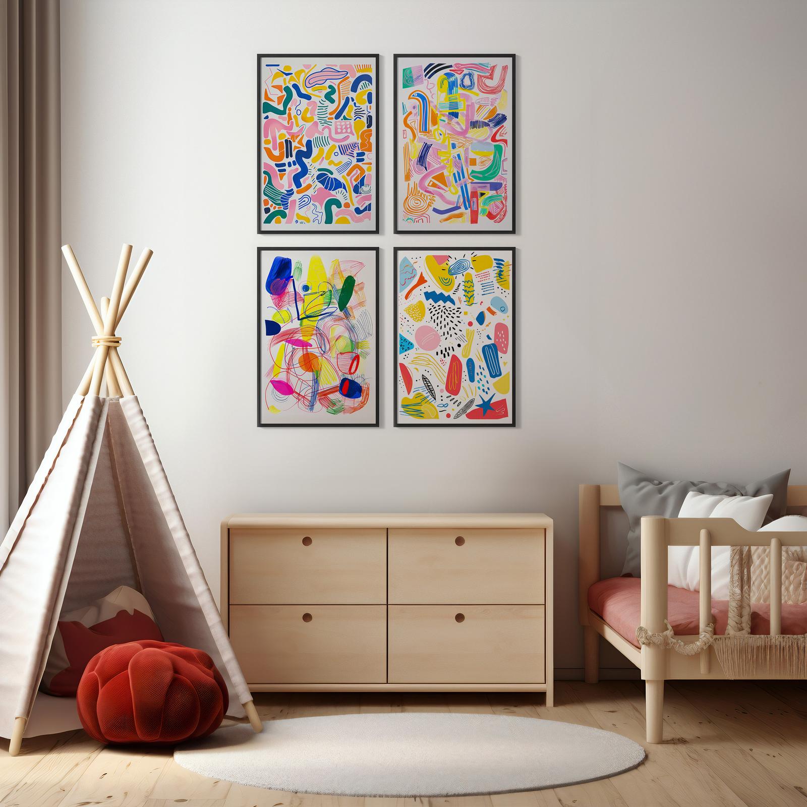 Poster - Abstrakta Former / Set av 4