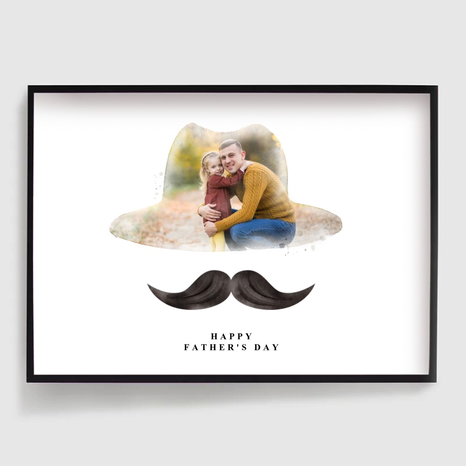 Personlig Poster - Akvarell Fars Dag Hatt & Mustasch - Fotouppladdning
