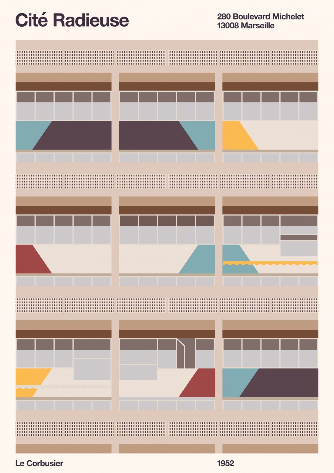 Poster - Cité Radieuse av Le Corbusier