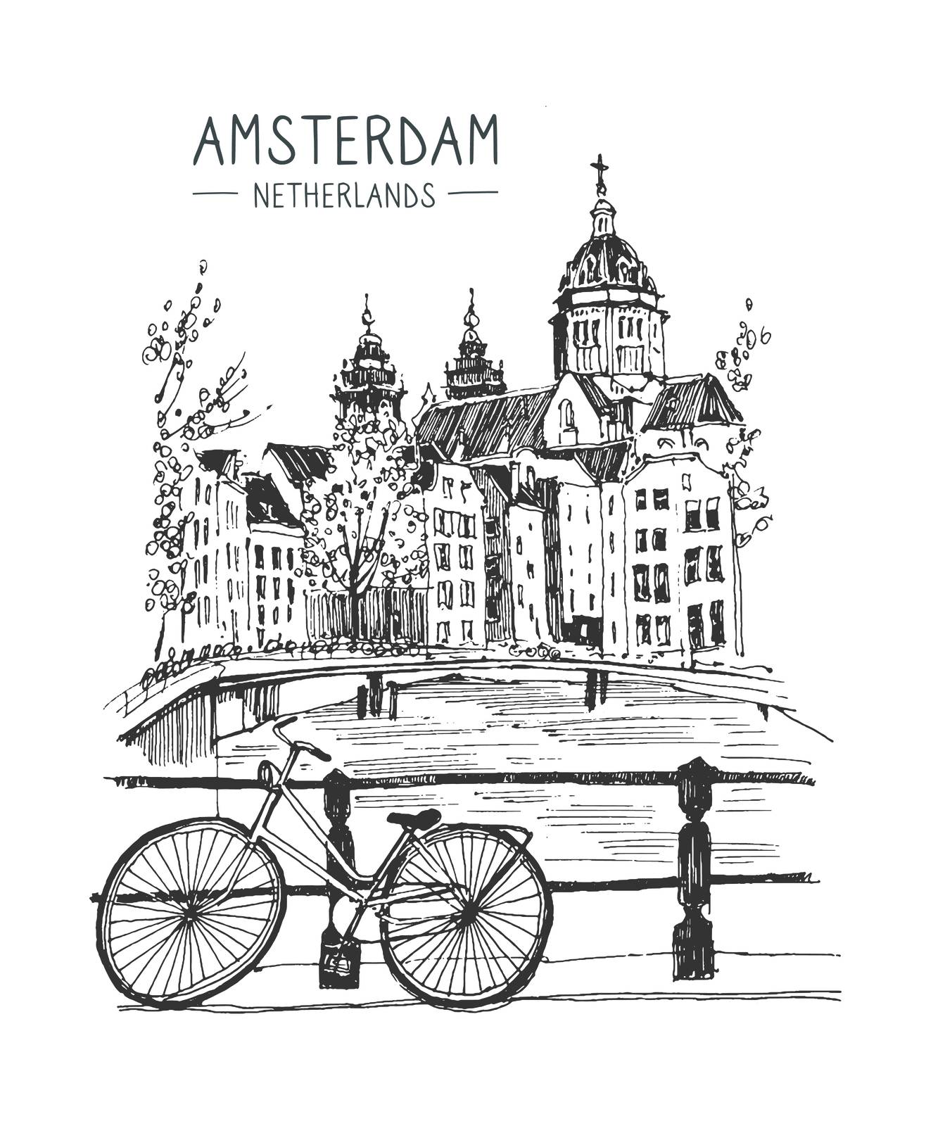 Amsterdam Stadsvy Väggposter