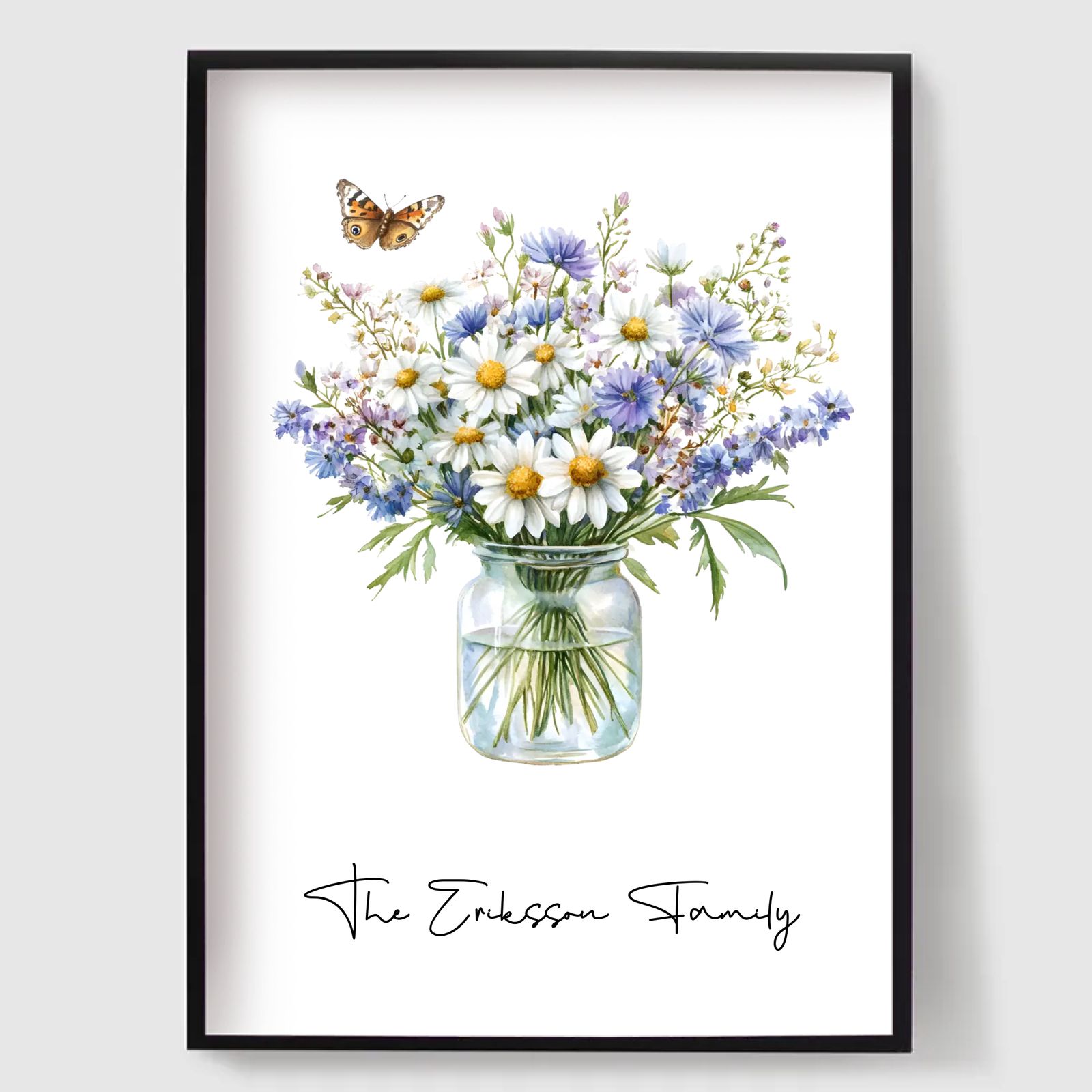 Personlig Poster - Akvarell Familj Blomsterbukett