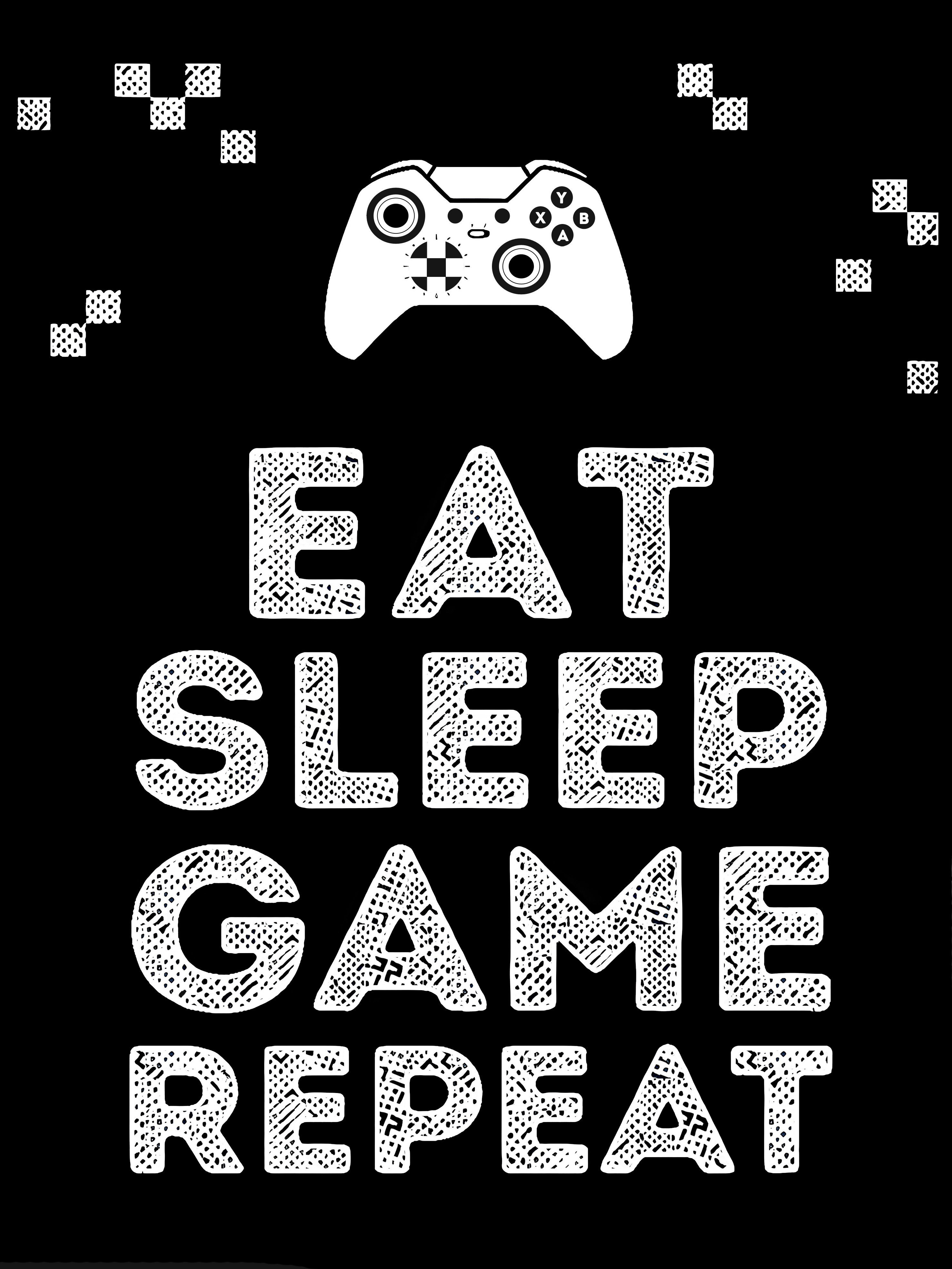 Affisch – EAT SLEEP GAME REPEAT / Svart