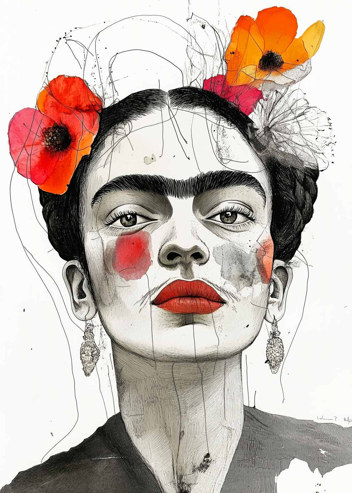 Affisch - Frida Kahlo Porträtt