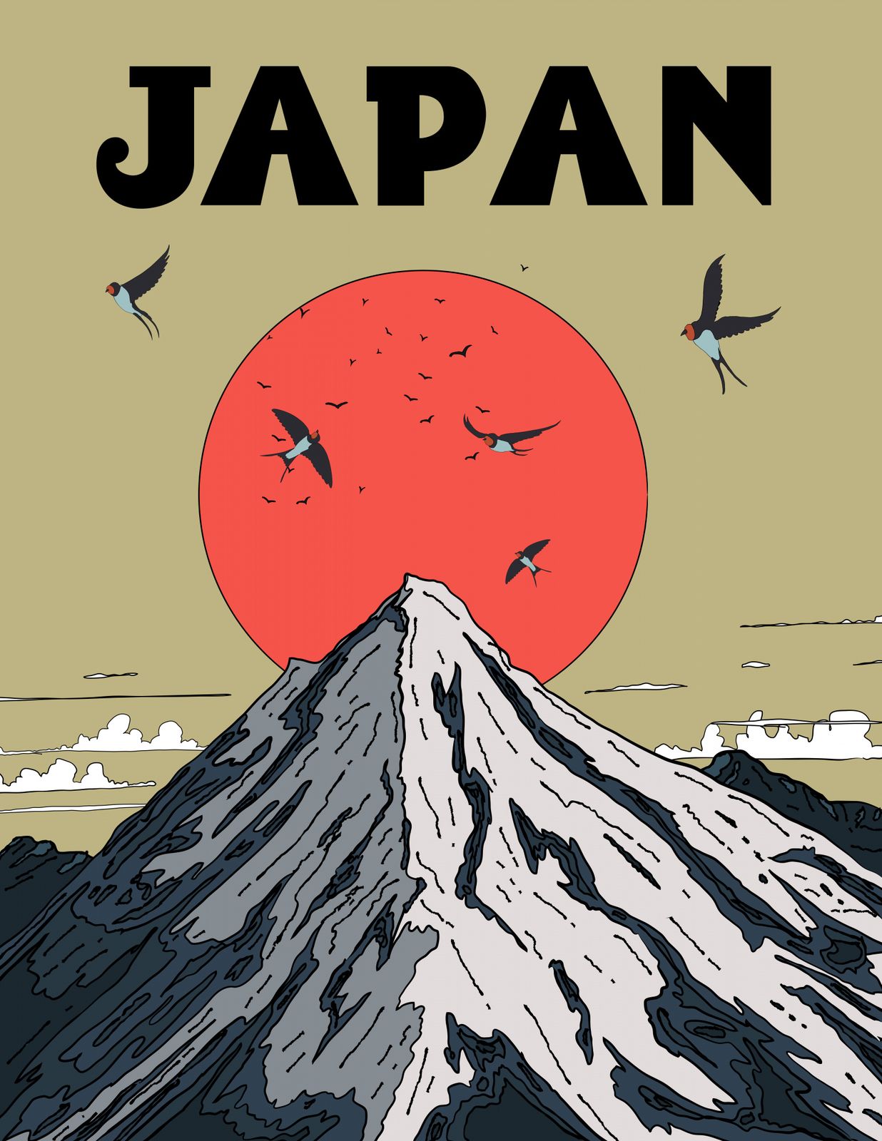 Affisch - Japanskt Berg