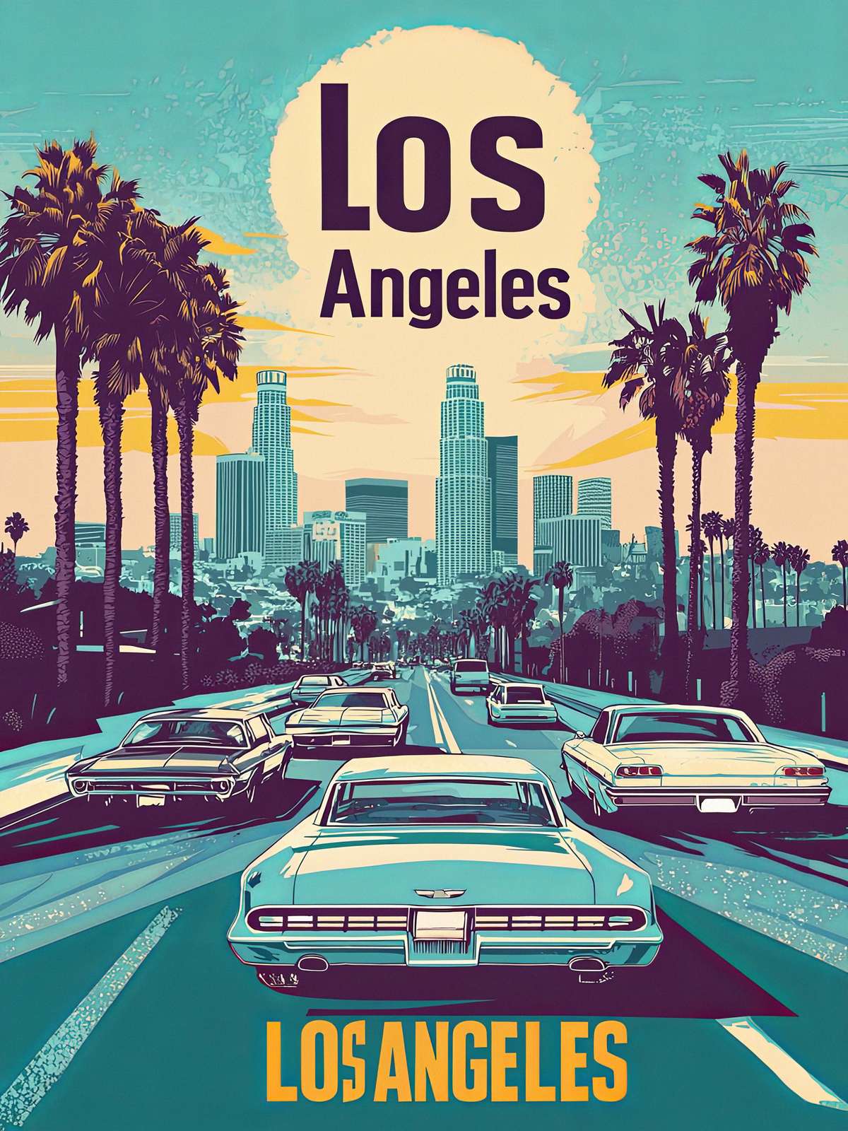 Poster - Los Angeles Stadssilhuett