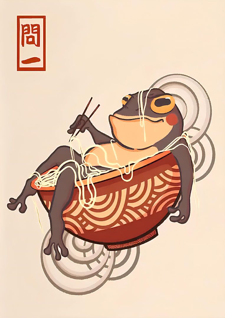 Poster - Avslappnad Groda Nudlar