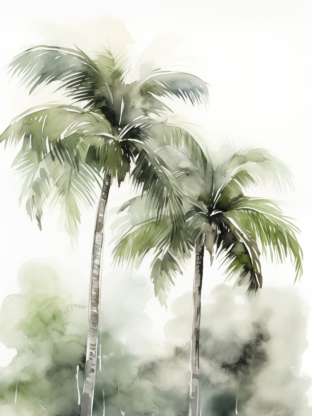 Poster - Tropisk Palm Akvarell