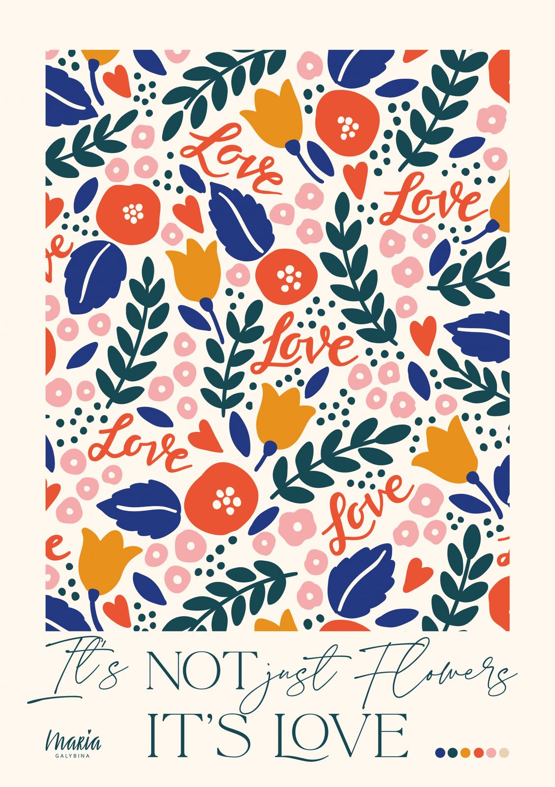 Poster - Kärleksfullt Blommönster